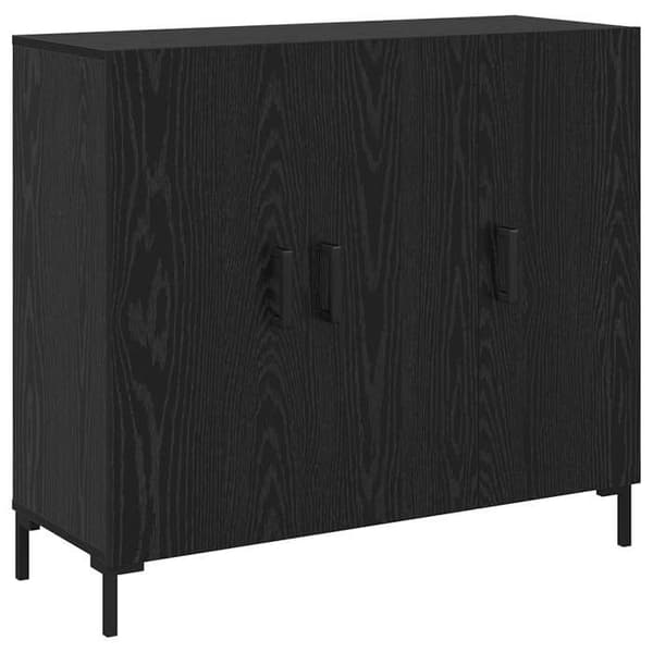 Maison Exclusive - Buffet Sort egetræ 90 x 34 x 80 cm Ingeniørtræ svart ek
