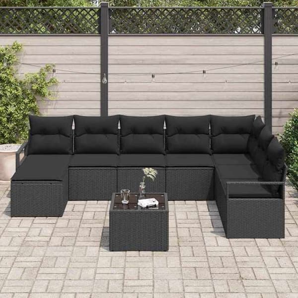 Lounge-soffor - MAISON EXCLUSIVE - Set 9 delar - Svart - Vävda polyrotin - Modulär Svart
