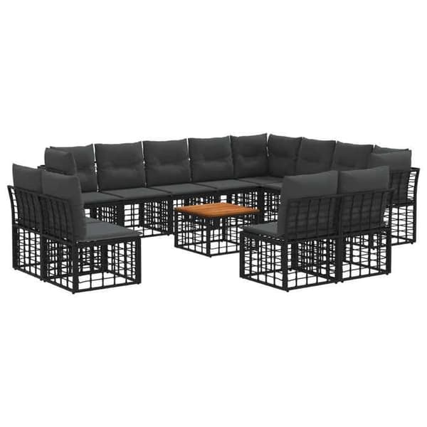 Maison Exclusive - Sæt af 13 udendørs sofaer i sort og mørkegrå