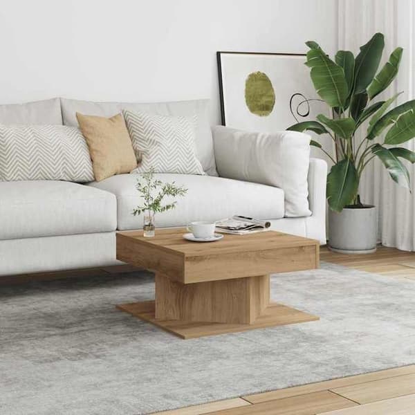 Maison Exclusive - Håndlavet egetræ sofabord 55x55x30 cm ingeniørtræ