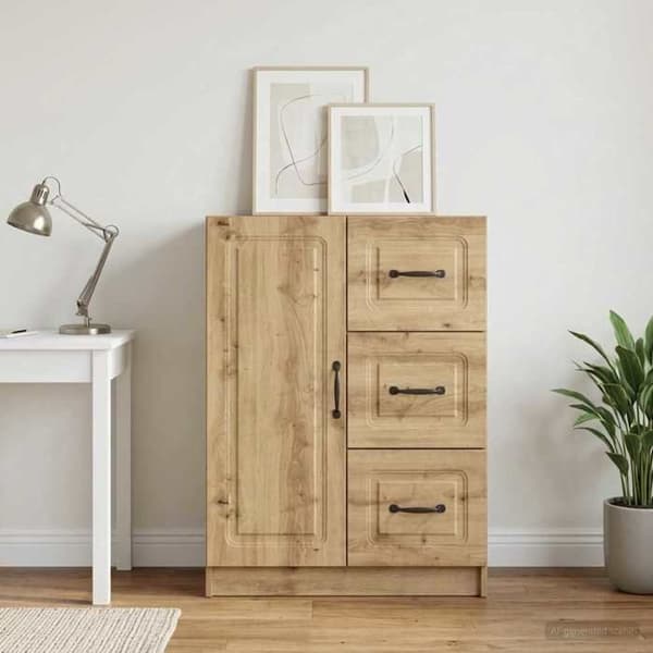 Maison Exclusive - Buffet i håndlavet egetræ 66 x 34,5 x 87 cm Ingeniørtræ