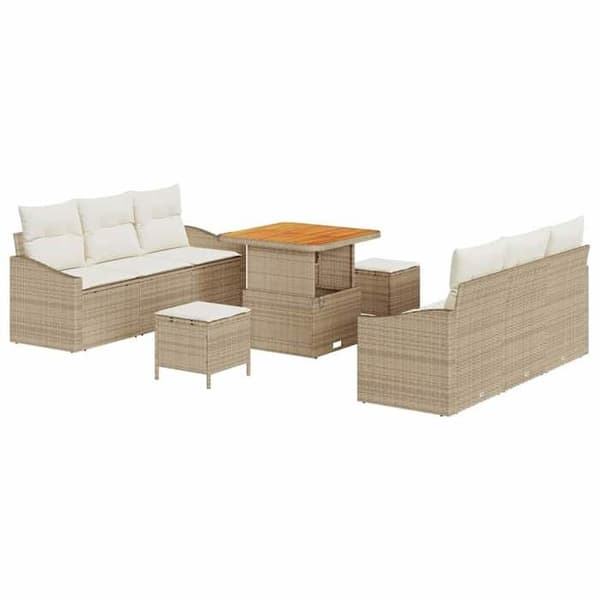 Trädgårdsmöbelset - EXKLUSIV HEM - 9 delar - Beige - Polyrotting - Modulär beige