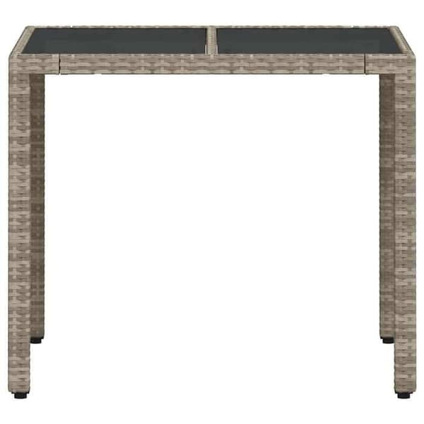 Maison Exclusive - Trädgårdsbord med ljust grått glas och flätad resin Ljusgrått
