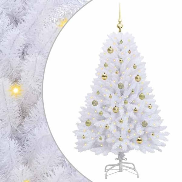 Maison Exclusive - Kunstig Juletræ med Ledninger Hvid 150 cm Vit