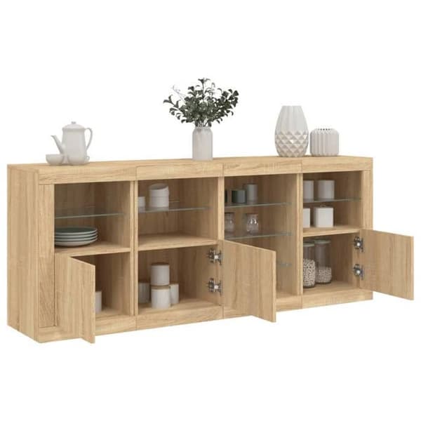 Maison Exclusive - Buffet med LED-lys egetræ sonoma 164x37x67 cm