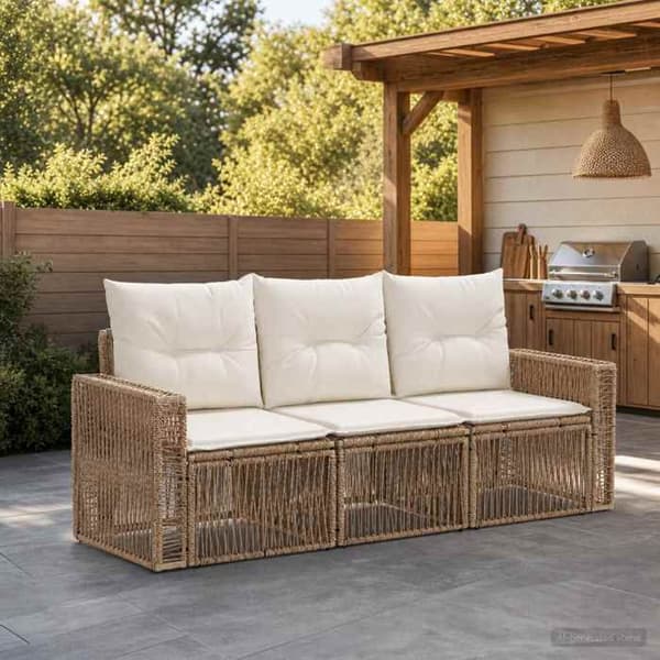 Maison Exclusive - Sæt af 3 pc. have-sofa i beige og cremehvid