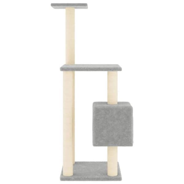 Kattetræ - Eksklusivt hus - sisal stolper - lys grå - 104 cm ljusgrått