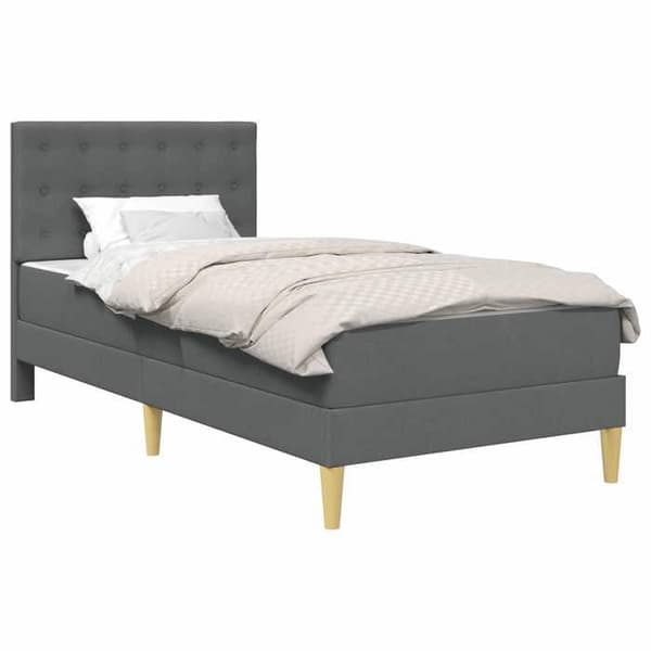 Maison Exclusive - Sängram med madrass Mörkgrå 90 x 190 cm Tyg