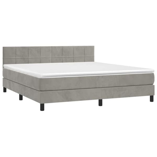 Maison Exclusive - Seng solid bund med socker og madras Grå 160x200cm Velour