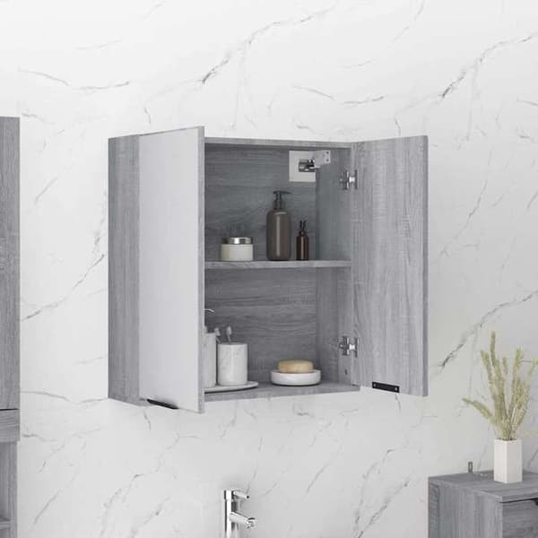 Maison Exclusive - Sonoma grå spejlskab til badeværelse 64x20x67 cm