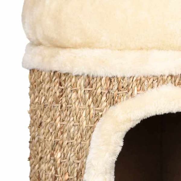 Eksklusiv hus - Hus til kat med luksus pude 33 cm Havplanter beige