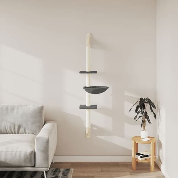 Maison Exclusive - Væghængt kattekradsetræ med mørkegrå kløemåtte 142,5 cm mörkgrå