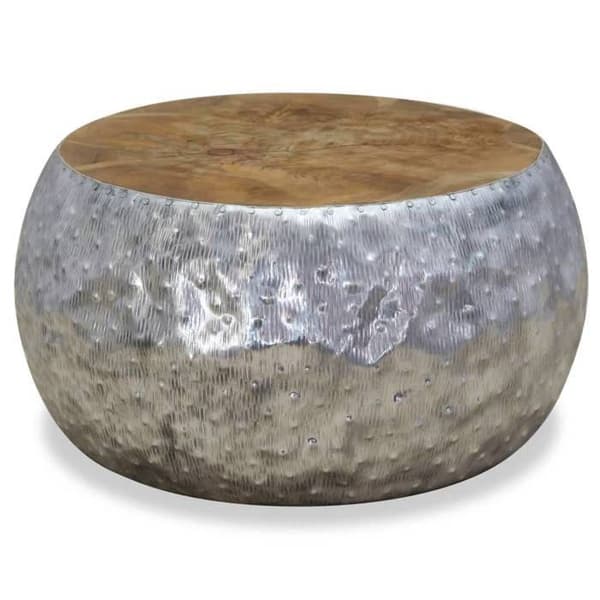 Maison Exclusive - Aluminium Teak Soffbord 60x60x30 cm Silver och brunt