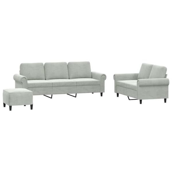Maison Exclusive - Sæt af 3 sofaer med puder Lys grå Velour