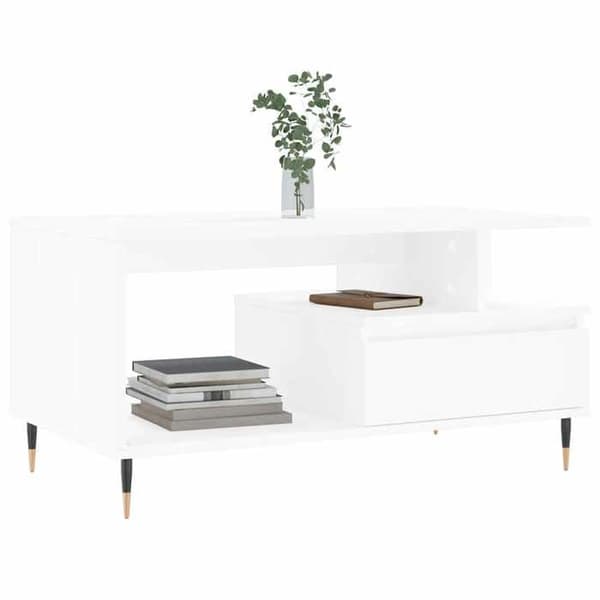 Maison Exclusive - Låg bord Vit 90x49x45 cm Ingenjörsträ
