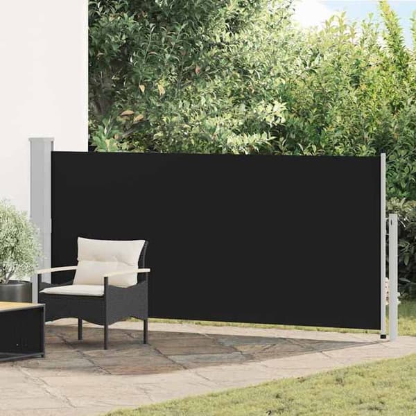 Sammenklappelig sideopbevaring - EKSKLUSIV HUS - 140x314 cm - Sort - Automatisk rulle - UV-bestandig polyester Svart