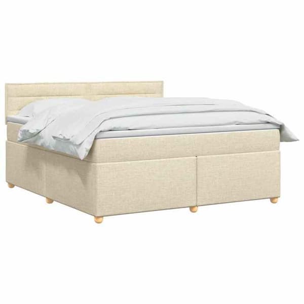 Maison Exclusive - Boxspring seng med madras Creme 140 x 200 cm Stof