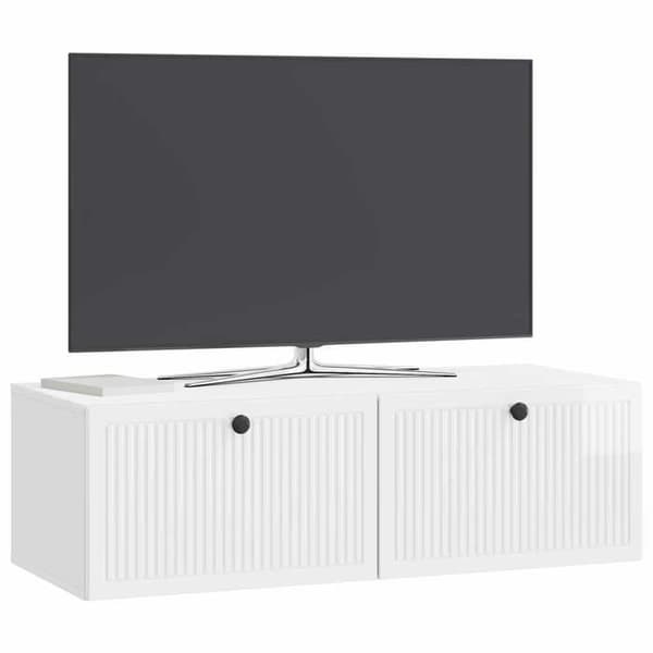 Maison Exclusive - Väggmonterad TV-möbel Väggmontering Vit glans 98 x 41 x 30 cm