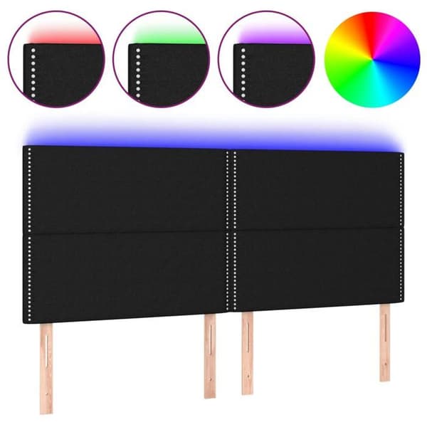 Maison Exclusive - LED-päätymustalla 200x5x118/128 cm kankaalla Svart