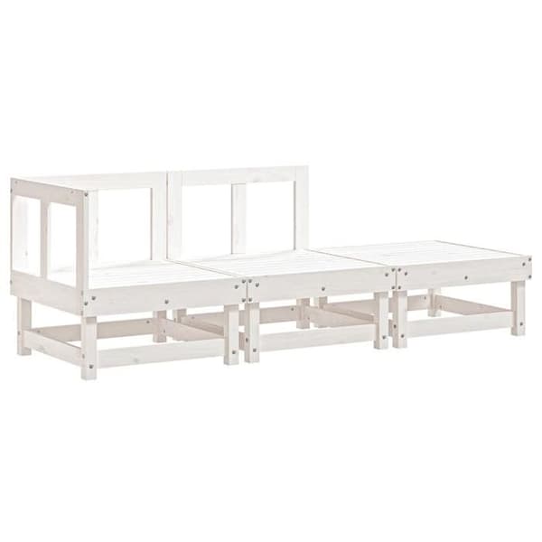 Maison Exclusive - Trädgårdsmöbler 3 delar vit massiv furu