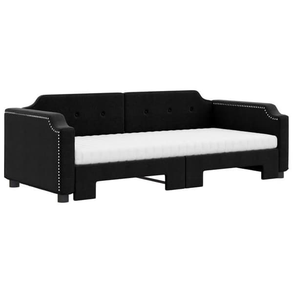 Maison Exclusive - Senge med udtræk og sort madras 90x190 cm stof