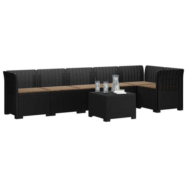 Maison Exclusive - Trädgårdsoffa 6 Platser med Kuddar Rattanlook PP