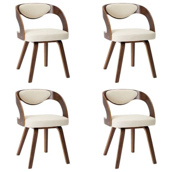 Maison Exclusive - Matstolar set om 4 kräm trä böjd och konstläder grädde