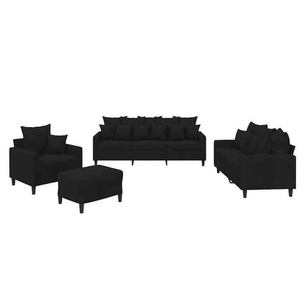 Maison Exclusive - 4-delars soffgrupp med kuddar i svart sammet
