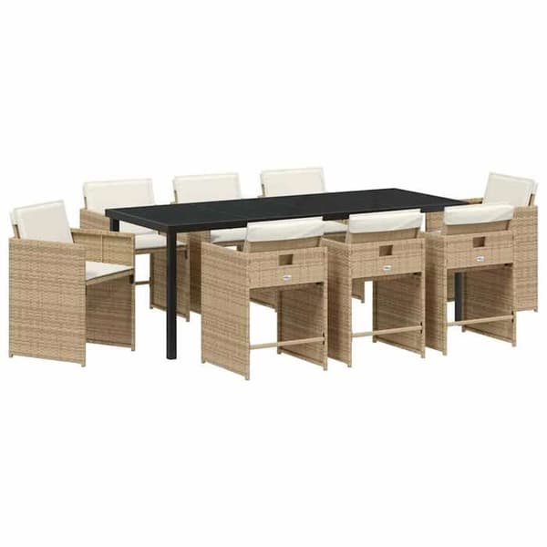 Maison Exclusive - 9 pc spisestue sæt til haven i beige polyrotin beige