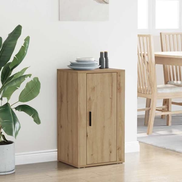 Maison Exclusive - Buffet i egetræ, håndlavet 40 x 33 x 70 cm, ingeniørtræ Antik finish