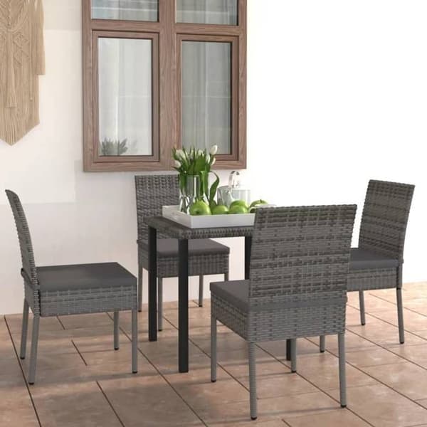 Maison Exclusive - Trädgårdsset 5 delar Flätad resin Grå Grå