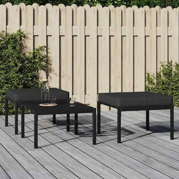 Havestol - EKSKLUSIV HUS - 60×60×35 cm (sæt af 2) - Malet stål - Polstret pude - Modulær Grå