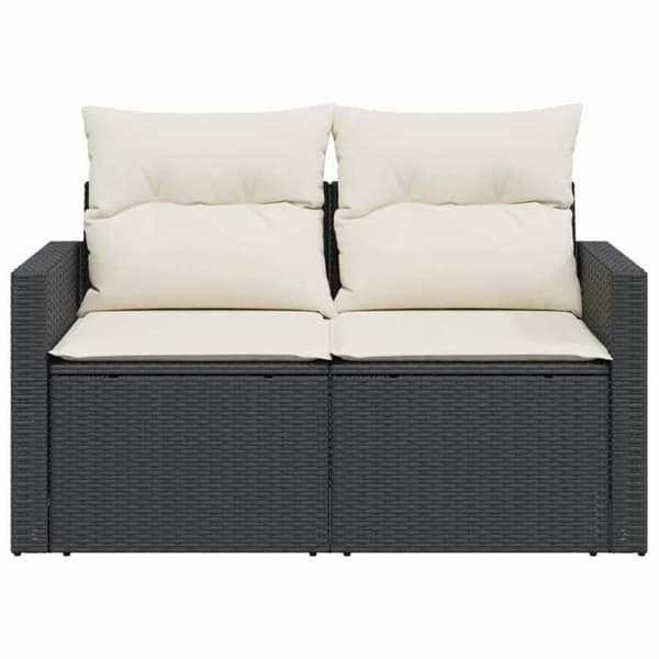 Maison Exclusive - Trädgårdsoffa med kuddar 2 platser svart flätad resin
