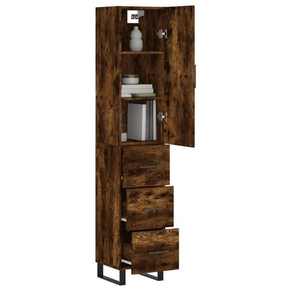 Maison Exclusive - Buffé hög Ek rökig 34,5x34x180 cm Ingenjörsträ