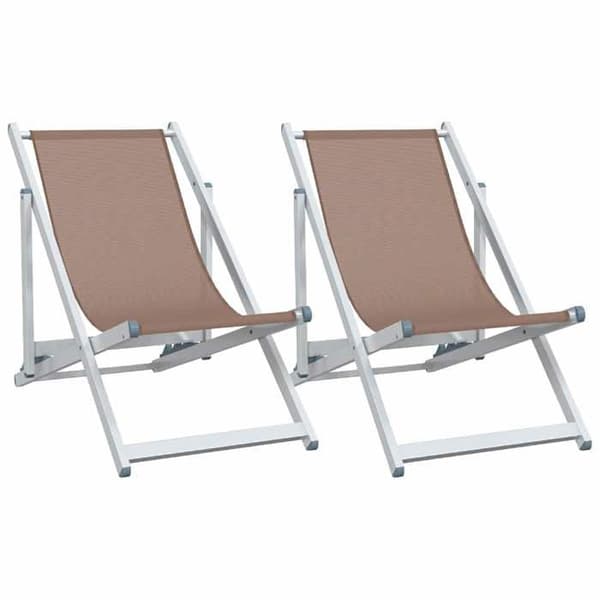 Maison Exclusive - Fällbara stolar 2 stycken, brun aluminium och textilene brun