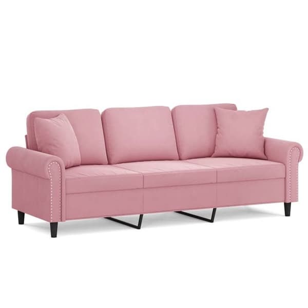 3-sitssoffa - Maison Exclusive - Rosa sammet - Robust metallram - 212x77x80 cm Ros