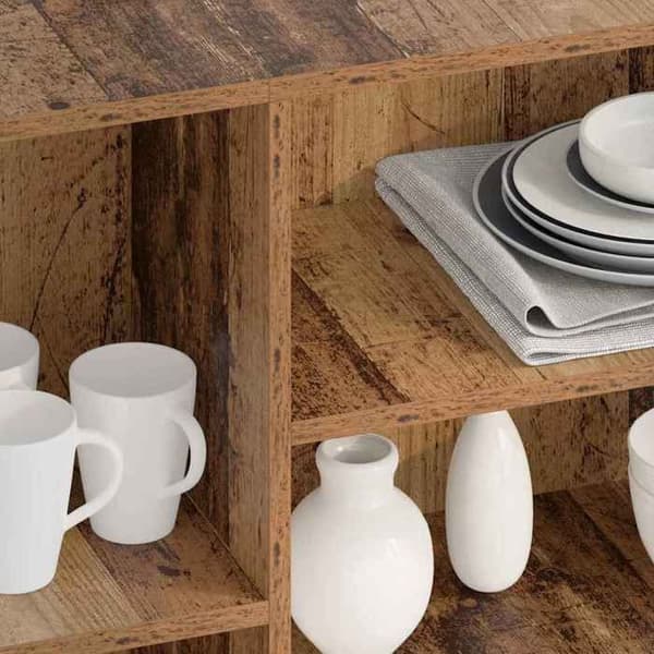 Buffé - EXKLUSIVT HUS - 120x30x75 cm - Ingenjörsträ - Inbyggda hyllor - Rektangulär
