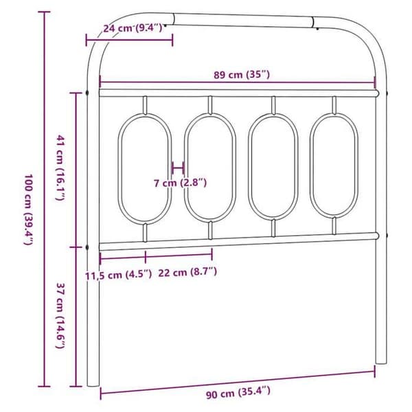 Maison Exclusive - Erstatnings hovedgærde i sort metal 90 cm