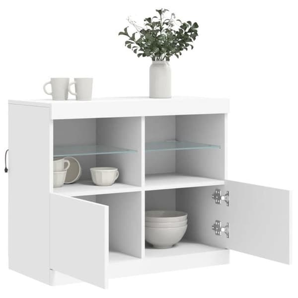 Maison Exclusive - Buffet LED-valoilla valkoinen 81x37x67 cm
