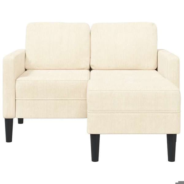 Maison Exclusive - 2-sits soffa med L-formad divan i krämfärgad lin 125 cm
