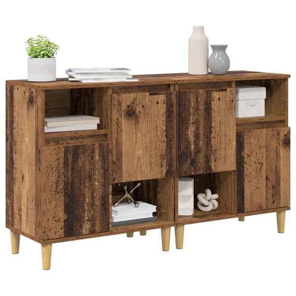 Buffé - EXKLUSIVT HUS - 2 st - Ingenjörsträ - 60 x 35 x 70 cm - Matt brun