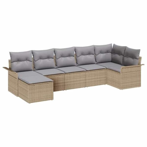 Maison Exclusive - 7 osan beige polyrottinkinen puutarhakalustesetti