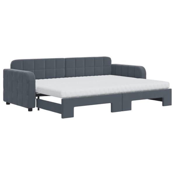 Maison Exclusive - Dagbädd med utdragssäng och mörkgrå madrass 80x200cm sammet