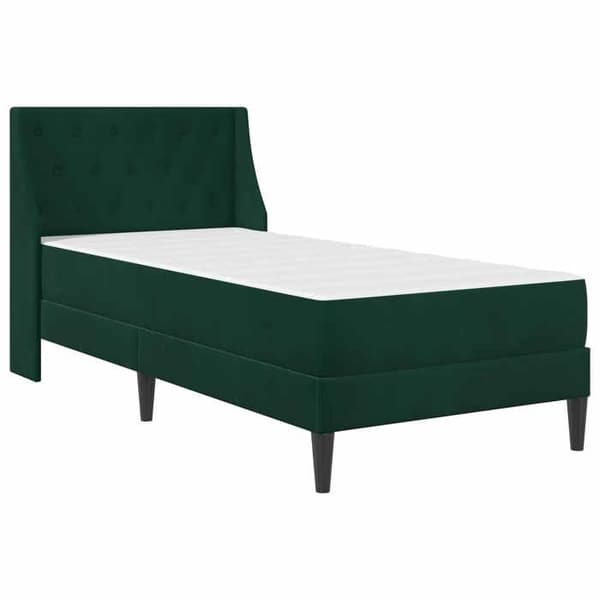 Maison Exclusive - Sängram med madrass Mörkgrön 90 x 190 cm Sammet