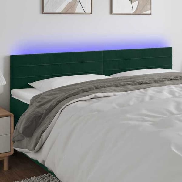 Maison Exclusive - LED-päätylevy Tummanvihreä 160x5x78/88 cm Sametti Mörkgrön