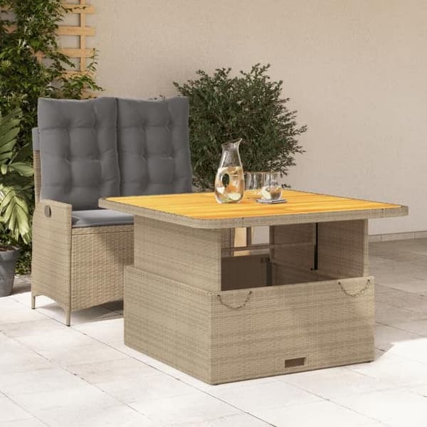 Maison Exclusive - Puutarhakalusteryhmä ja 2 kpl beige polyrottinkityynyä