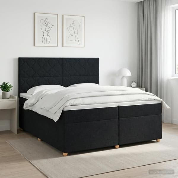 Maison Exclusive - Boxspring seng med madras Sort 200 x 200 cm Stof