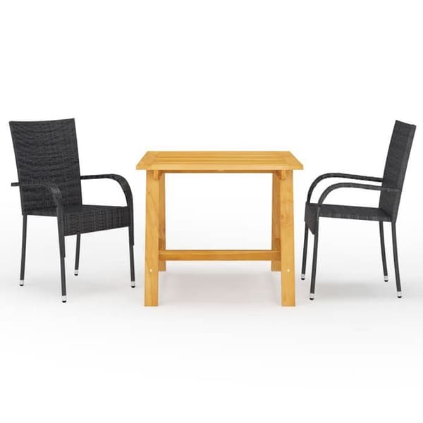 Maison Exclusive - Have spisebordssæt 3 dele Sort Svart
