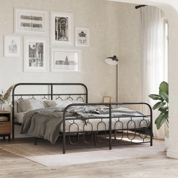 Sengestel - EKSKLUSIV HUS - 140 x 190 cm - Stål - Sort - Opbevaring under sengen Svart
