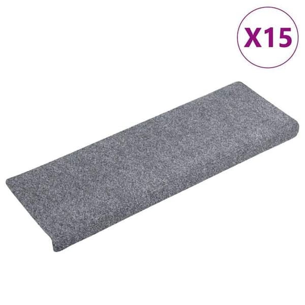 Maison Exclusive - Selvklæbende trappetæpper 15 stk. 65 x 21 x 4 cm Lys grå Rektangulær kant